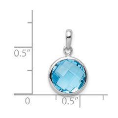 Sterling Silver Rhodium-plated Blue Topaz Pendant - 7