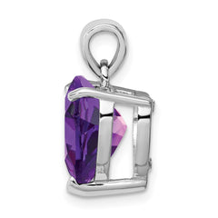 Sterling Silver Rhodium-plated Amethyst Pendant - 6