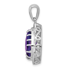 Sterling Silver Rhodium-plated Amethyst Pendant - 3