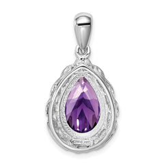 Sterling Silver Rhodium-plated Amethyst Pendant - 3
