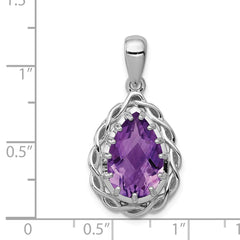Sterling Silver Rhodium-plated Amethyst Pendant - 3
