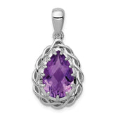 Sterling Silver Rhodium-plated Amethyst Pendant - 3