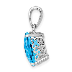 Sterling Silver Rhodium-plated Blue Topaz Pendant - 3