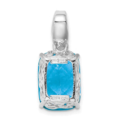 Sterling Silver Rhodium-plated Blue Topaz Pendant - 3