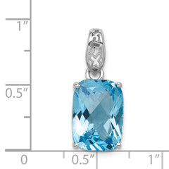 Sterling Silver Rhodium-plated Blue Topaz Pendant - 3