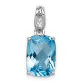 Sterling Silver Rhodium-plated Blue Topaz Pendant - 3