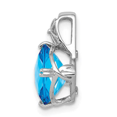 Sterling Silver Rhodium-plated Blue Topaz Pendant - 4