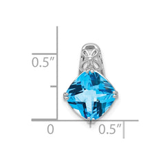 Sterling Silver Rhodium-plated Blue Topaz Pendant - 4