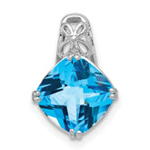 Sterling Silver Rhodium-plated Blue Topaz Pendant - 4