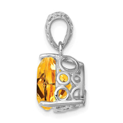 Sterling Silver Rhodium-plated Citrine Pendant - 3