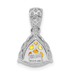Sterling Silver Rhodium-plated Citrine Pendant - 3