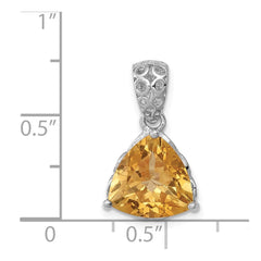 Sterling Silver Rhodium-plated Citrine Pendant - 3