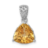 Sterling Silver Rhodium-plated Citrine Pendant - 3