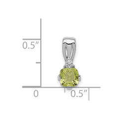 Sterling Silver Rhodium Plated Diamond and Peridot Pendant