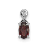 Sterling Silver Rhodium Plated Diamond & Garnet Oval Pendant - 3