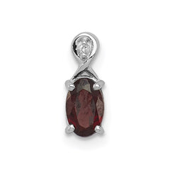 Sterling Silver Rhodium Plated Diamond & Garnet Oval Pendant - 3