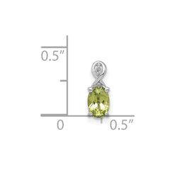 Sterling Silver Rhodium Plated Diamond and Peridot Oval Pendant - 5