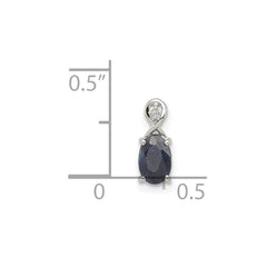 Sterling Silver Rhodium Plated Diamond & Sapphire Oval Pendant - 4