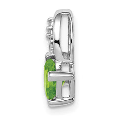Sterling Silver Rhodium Plated Diamond and Peridot Square Pendant - 2