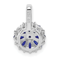 Sterling Silver Rhodium Plated Diamond & Sapphire Pendant