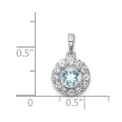Sterling Silver Rhodium Plated White Topaz & Aquamarine Pendant - 2