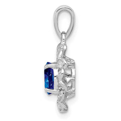 Sterling Silver Rhodium Plated White Topaz & Sapphire Pendant - 2