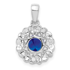 Sterling Silver Rhodium Plated White Topaz & Sapphire Pendant - 2