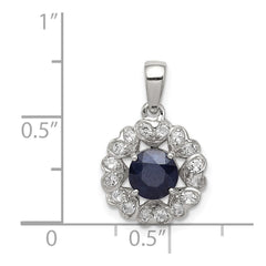 Sterling Silver Rhodium Plated White Topaz & Sapphire Pendant - 2