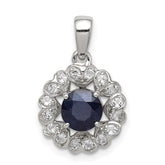 Sterling Silver Rhodium Plated White Topaz & Sapphire Pendant - 2