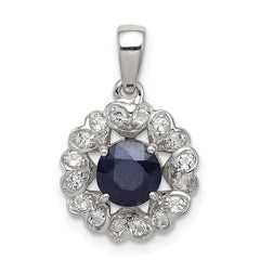 Sterling Silver Rhodium Plated White Topaz & Sapphire Pendant - 2