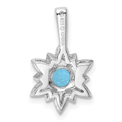 Sterling Silver Rhodium-plated Diamond & Light Blue Topaz Pendant