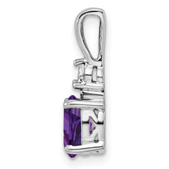 Sterling Silver Rhodium-plated Diamond and Amethyst Pendant - 2