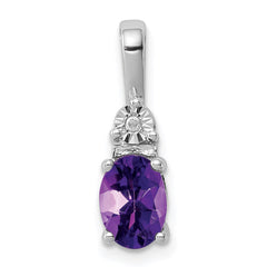 Sterling Silver Rhodium-plated Diamond and Amethyst Pendant - 2