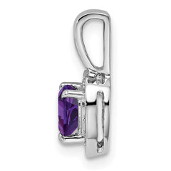 Sterling Silver Rhodium-plated Diamond and Amethyst Pendant - 3
