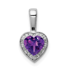 Sterling Silver Rhodium-plated Diamond and Amethyst Pendant - 3
