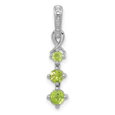 Sterling Silver Rhodium-plated Peridot and Diamond Pendant