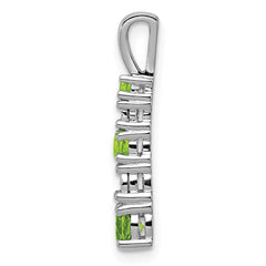 Sterling Silver Rhodium-plated Peridot and Diamond Pendant - 2