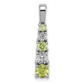 Sterling Silver Rhodium-plated Peridot and Diamond Pendant - 2