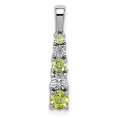 Sterling Silver Rhodium-plated Peridot and Diamond Pendant - 2