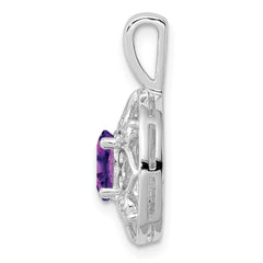Sterling Silver Rhodium-plated Amethyst and Diamond Pendant - 7