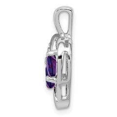 Sterling Silver Rhodium-plated Amethyst and Diamond Pendant - 8