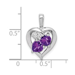 Sterling Silver Rhodium-plated Amethyst and Diamond Pendant - 8