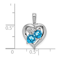 Sterling Silver Rhodium-plated Blue Topaz Diamond Pendant - 2