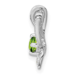 Sterling Silver Rhodium-plated Peridot and Diamond Pendant - 5