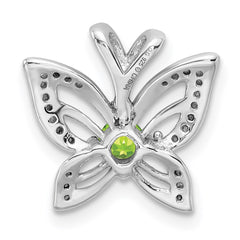 Sterling Silver Rhodium-plated Peridot and Diamond Pendant - 5
