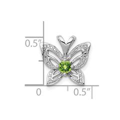 Sterling Silver Rhodium-plated Peridot and Diamond Pendant - 5