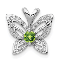 Sterling Silver Rhodium-plated Peridot and Diamond Pendant - 5
