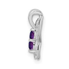 Sterling Silver Rhodium-plated Amethyst & Diamond Pendant - 2