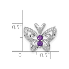 Sterling Silver Rhodium-plated Amethyst & Diamond Pendant - 2