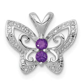 Sterling Silver Rhodium-plated Amethyst & Diamond Pendant - 2